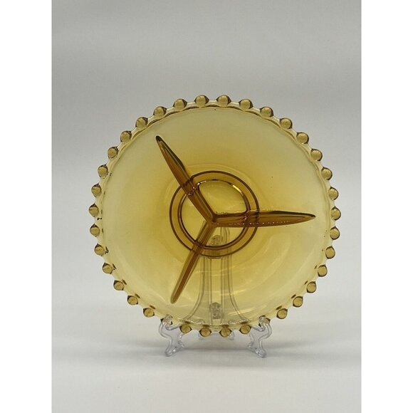 1930's Vintage Imperial Candlewick Amber Divided Relish Dish Glass 7” - Picture 1 of 5